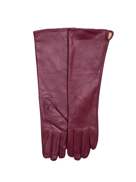 Bordowe długie rękawiczki ze skóry ekologicznej
                             zdj. 
                            1
