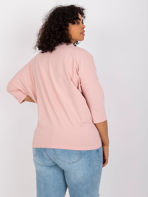 Brudnoróżowa luźna bluzka plus size bawełniana Vera 
                             zdj. 
                            2