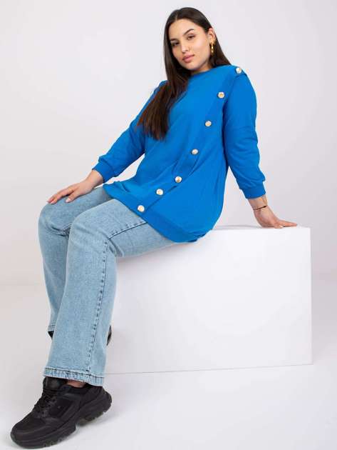 Ciemnoniebieska bluzka plus size z guzikami Brigitte 
                             zdj. 
                            1