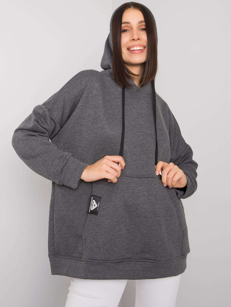 Ciemnoszara melanżowa bluza kangurka plus size Josefina