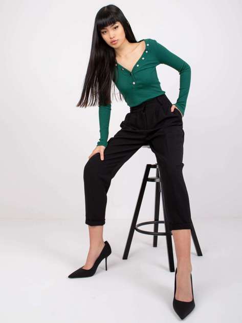Czarne eleganckie spodnie z kieszeniami Naomi 
                             zdj. 
                            1