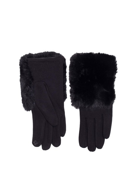 Czarne rękawiczki zimowe z futerkiem
                             zdj. 
                            2