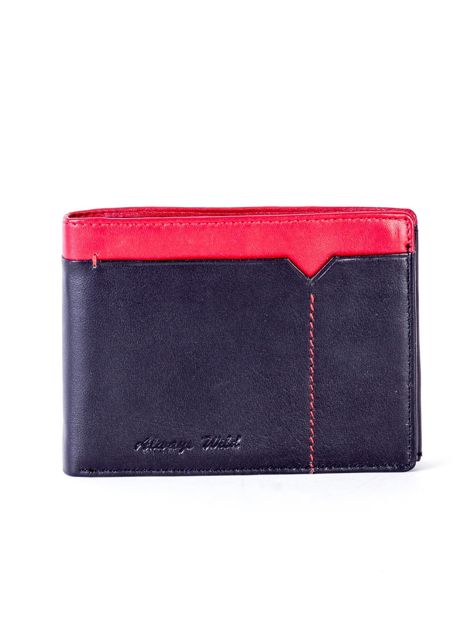 Czarno-czerwony skórzany portfel męski
                             zdj. 
                            1