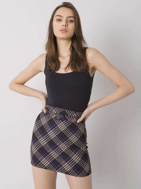 Czarno-fioletowa spódnica mini w kratkę Limeira
                             zdj. 
                            2