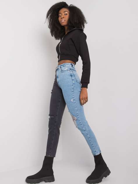 Czarno-niebieskie jeansy z wysokim stanem Bianca RUE PARIS 
                             zdj. 
                            2