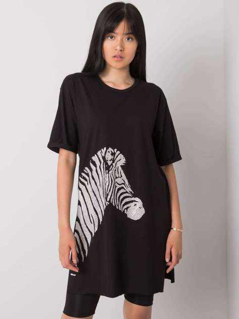 Czarny długi t-shirt Zebra
                             zdj. 
                            1