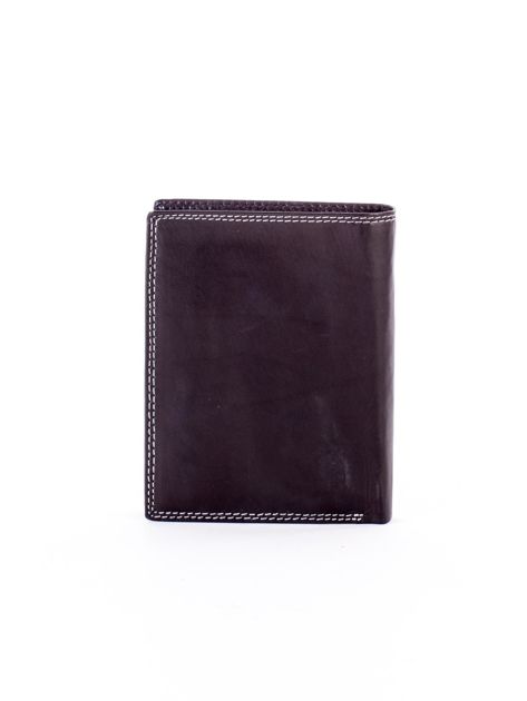 Czarny skórzany portfel z okrągłym tłoczonym emblematem
                             zdj. 
                            2