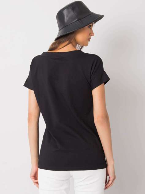 Czarny t-shirt z napisem Leila
                             zdj. 
                            4