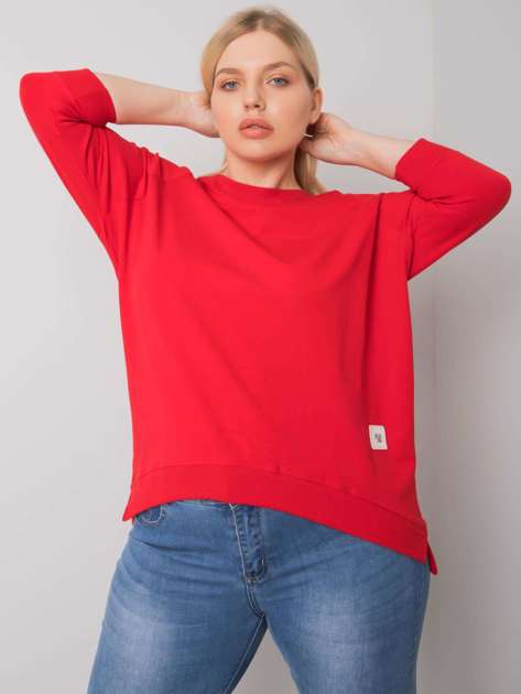 Czerwona bawełniana bluza plus size Ninetta
                             zdj. 
                            1