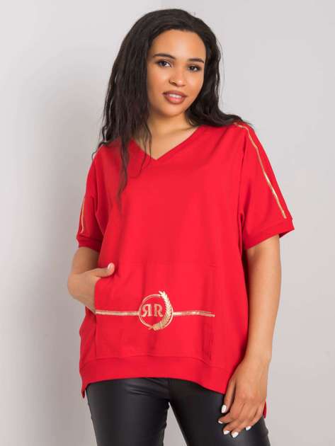 Czerwona bluzka plus size z kieszenią Suzannah
                             zdj. 
                            1
