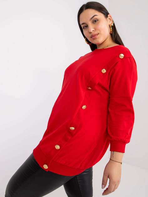 Czerwona bluzka plus size z okrągłym dekoltem Brigitte
                             zdj. 
                            1