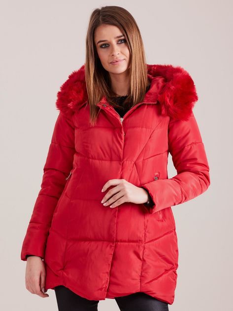 Czerwona damska kurtka zimowa