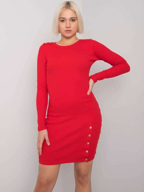 Czerwona dopasowana sukienka Aneeka RUE PARIS
                             zdj. 
                            1