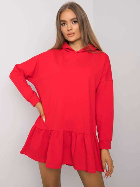Czerwona sukienka dresowa z kapturem Aliye
                             zdj. 
                            1
