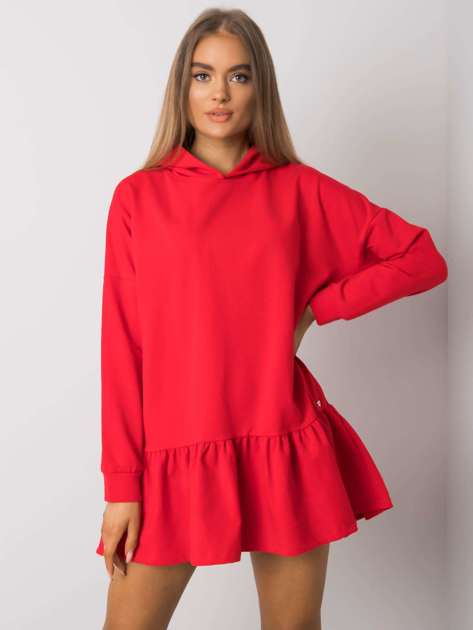 Czerwona sukienka dresowa z kapturem Aliye
                             zdj. 
                            2