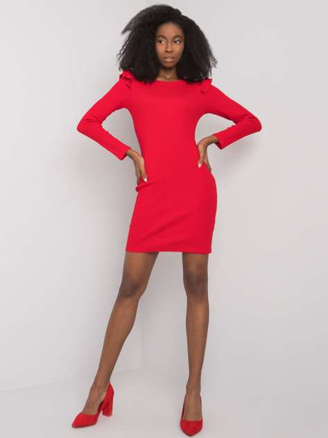 Czerwona sukienka mini z falbankami Janet RUE PARIS 
                             zdj. 
                            1