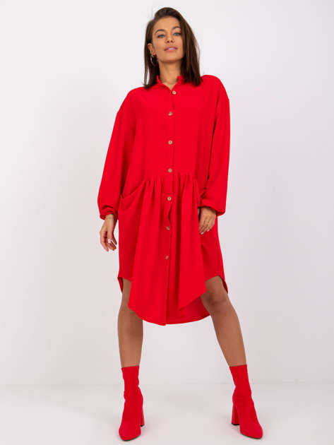 Czerwona sukienka oversize Monica RUE PARIS
                             zdj. 
                            2