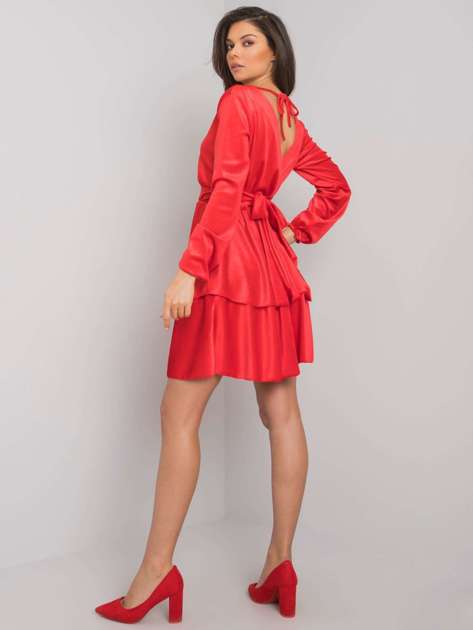 Czerwona sukienka welurowa Alice RUE PARIS
                             zdj. 
                            2