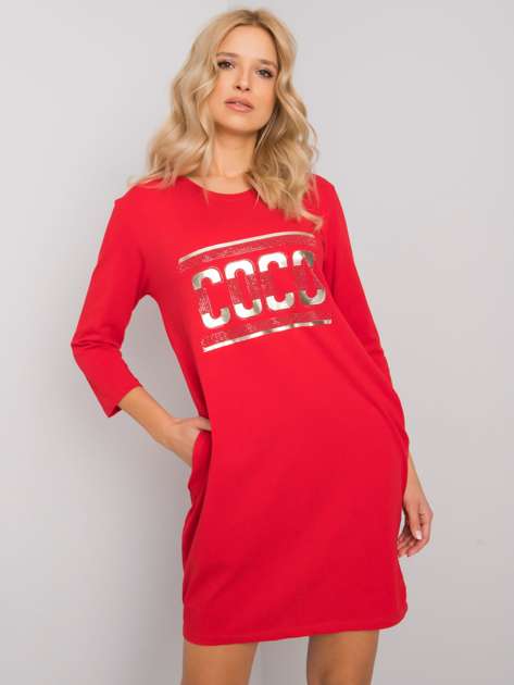 Czerwona sukienka z kieszeniami Marseille
                             zdj. 
                            1