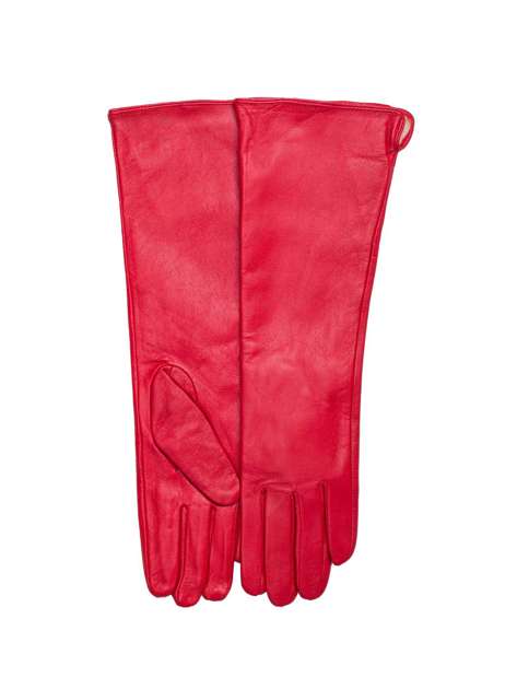 Czerwone długie rękawiczki ze skóry ekologicznej
                             zdj. 
                            1