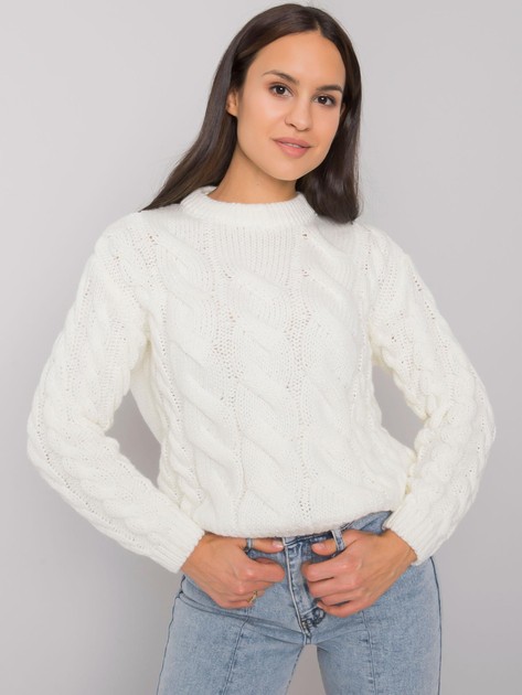 Ecru damski sweter w warkocze Florianna RUE PARIS
                             zdj. 
                            1