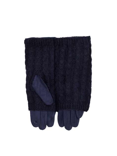 Granatowe damskie rękawiczki zimowe