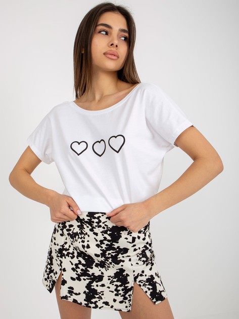 Hurt Biało-czarny damski t-shirt z nadrukiem Amor RUE PARIS