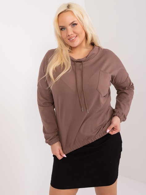 Hurt Brązowa casualowa bluzka plus size z troczkami