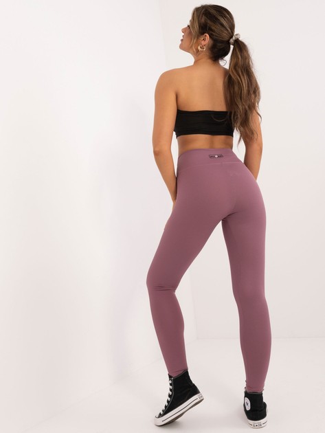 Hurt Brudnoróżowe sportowe legginsy basic w prążek