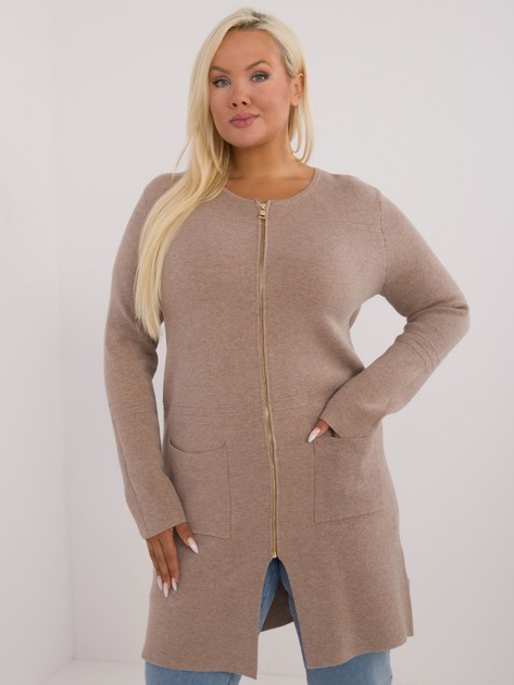 Hurt Ciemnobeżowy damski sweter plus size z wiskozą