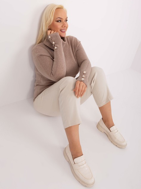 Hurt Ciemnobeżowy sweter plus size z wiskozy