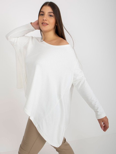 Hurt Ecru asymetryczna bluza plus size basic z długim rękawem