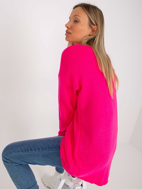 Hurt Fluo różowy asymetryczny sweter oversize OCH BELLA 