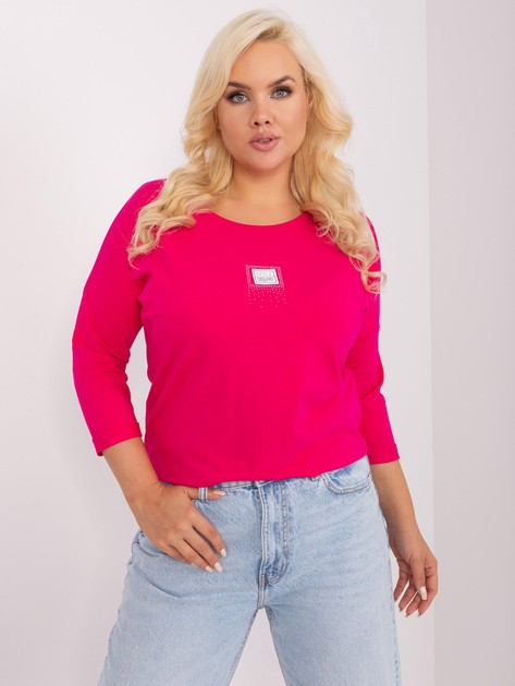 Hurt Fuksjowa damska bluzka plus size ze ściągaczem