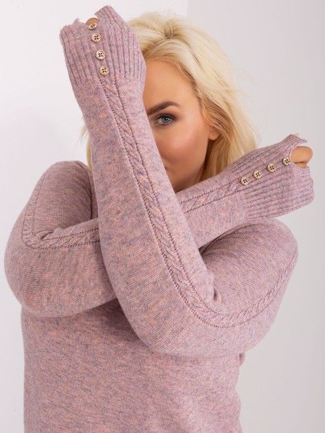 Hurt Jasnoróżowy sweter plus size ze ściągaczami