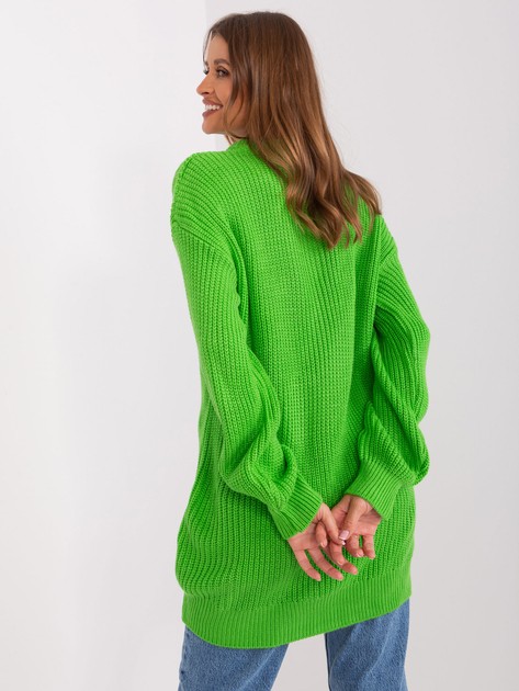 Hurt Jasnozielony długi damski sweter oversize