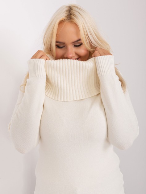 Hurt Kremowy sweter plus size ze ściągaczami 