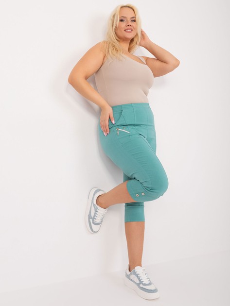 Hurt Miętowe spodnie 3/4 plus size z gumką w pasie