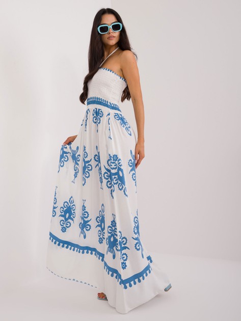 Hurt Niebiesko-biała sukienka bandeau we wzory