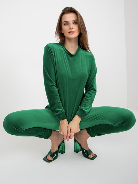 Hurt Zielony komplet welurowy ze spodniami Brenda RUE PARIS 