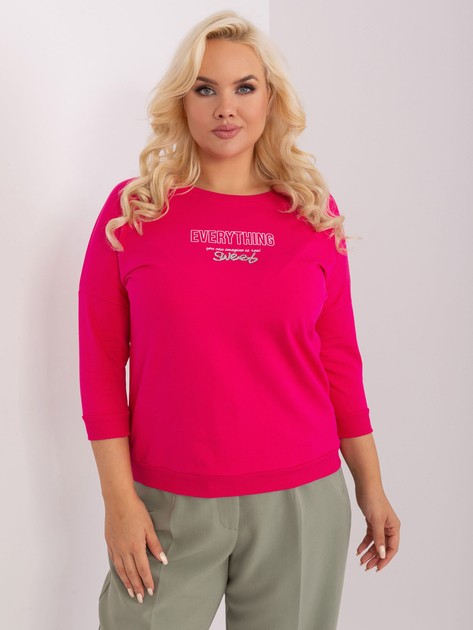 Hurtownia Fuksjowa bluzka plus size z rękawem 3/4