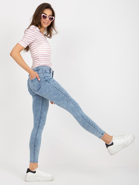 Hurtownia Niebieskie jeansy skinny z kieszeniami