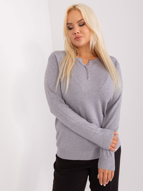 Hurtownia Szary damski sweter plus size z wiskozą