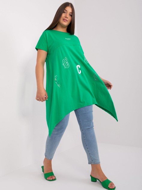 Hurtownia Zielona asymetryczna bluzka plus size