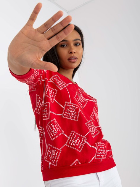 Hurtownia online Czerwona bluzka plus size z printami