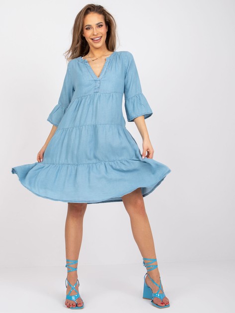 Jasnoniebieska sukienka z falbankami Olive SUBLEVEL 
                             zdj. 
                            1