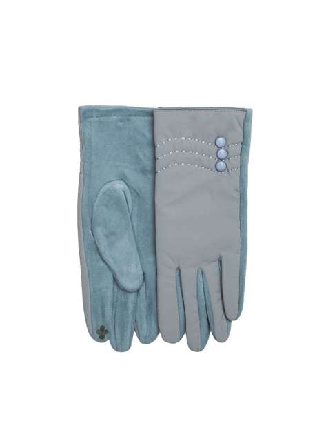 Jasnoszare rękawiczki zimowe z guzikami