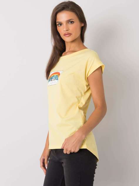 Jasnożółty t-shirt z nadrukiem Aloha
                             zdj. 
                            3