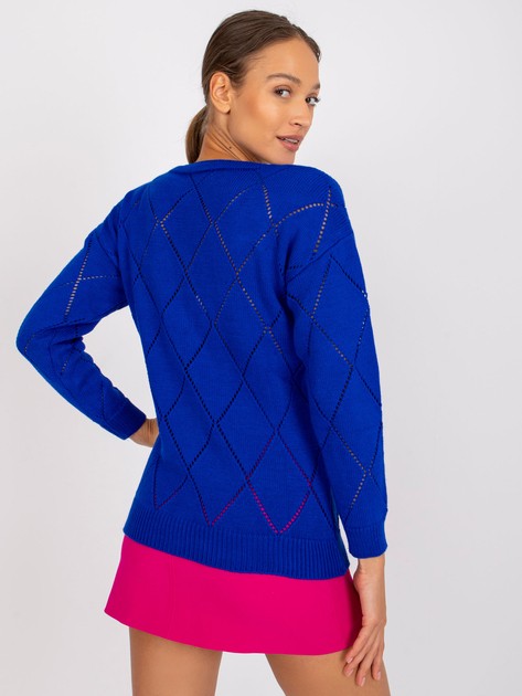 Kobaltowy damski sweter na guziki Elisabete RUE PARIS
                             zdj. 
                            2
