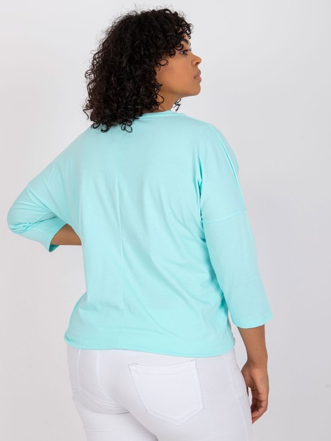 Miętowa bluzka plus size bawełniana z aplikacją Tessa
                             zdj. 
                            2